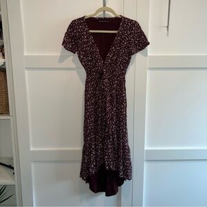 Abercrombie & Fitch Burgundy Floral High Low Dress | Flowy | Date Night